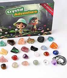 billige -Julekalender med edelstener 2025, adventskalender med steinsamling for barn med 24 naturlige edelstener som kan åpnes hver dag, nedtellingskalender for gutter, jenter, tenåringer og voksne