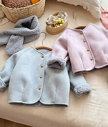 economico -Bambini Ragazze Giacca in finta pelle scamosciata Giacca in pile Giacca di pelle Tinta unica Moda Tasca Tenere al caldo Antivento All'aperto Cappotto Capispalla 4-12 Anni Autunno Rosa Blu