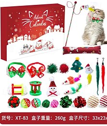 preiswerte -Interaktives Weihnachtsspielzeug-Set für Katzen – inklusive Federstäbe, Knisterbälle, Plüschmäuse, Federn und Halsbänder & mehr