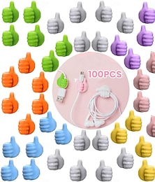 abordables -100 crochets muraux créatifs en silicone pour pouce, clips de câble adhésifs multifonctions, organisateurs de câbles auto-adhésifs, porte-clés