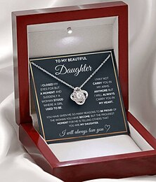 abordables -Collier pour ma fille, collier pendentif trèfle à quatre feuilles creux en acier inoxydable, cadeau de Noël pour fille gravé au laser je t'aime pour toujours bijoux avec coffret cadeau