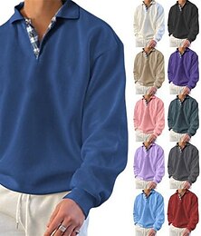 abordables -Homme Sweat-shirt Sweat à capuche Pull Sweat à capuche boutonné Noir Blanche Rose Claire Rouge Bleu Revers Uni Patchwork Sport & Loisir Occasionnel Quotidien Streetwear Frais Vêtements de sport