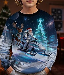 ieftine -Crăciun Băieți 3D Grafic Mos Craciun Fiecare Tricou Manșon Lung Primăvară Toamnă Modă De Bază Copii 4-12 ani Stil Nautic În aer liber Casual Zilnic Fit regulat