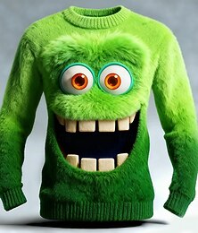 abordables -Pull de Noël moche Homme Graphique Impression 3D Pull Tricots Col Rond Occasionnel Extérieur Cadeaux de Noël Vacances Garder au chaud manche longue Automne Hiver Noir Rouge Bleu