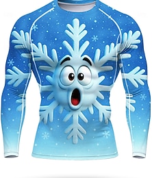 Недорогие -Новогодняя тематика Муж. Универсальные Футболка для бега Спортивная рубашка Фитнес-рубашка Рубашка тренировки Беговой верх Длинный рукав Футболка Футболка UPF 50