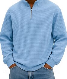 abordables -Homme Sweat-shirt Sweat-shirt quart de fermeture éclair Noir Blanche Vert Véronèse bleu marine Bleu Demi-zip Uni Imprimé Quotidien Fête Sortir Polyester Streetwear Occasionnel Automne Hiver Vêtement