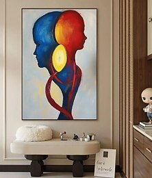 halpa -käsinmaalattu alkuperäinen pari rakastavainen öljymaalaus kankaalle suuri öljymaalaus seinälle abstrakti maalaus sininen punainen maalaus mukautettu maalaus olohuoneen seinäsisustus