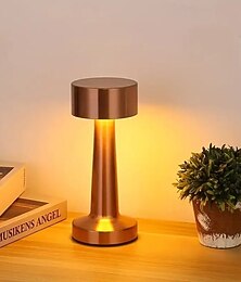 billiga -modern minimalistisk bordslampa i metall med kontorsatmosfär, pekskärm, uppladdningsbar nattlampa, dimning med 3 växlar, för kontor, sovrum, arbetsrum, nattduksbordsdekoration