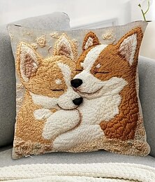 billiga -söt hundplyschörngott, mjukt kort sammetskudde med stickat tryck för säng, soffa, bil eller kontorsstol
