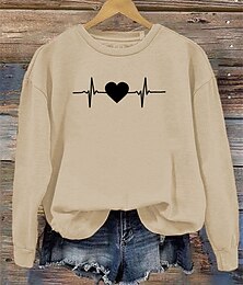 economico -Per donna Felpa Pullover Cuore Semplice Elegante Caldo Moda Manica Lunga Girocollo Top Regolari Lavoro Streetwear Abbigliamento Quotidiano Patchwork Stampato Nero Bianco Giallo Rosa Marrone Primavera