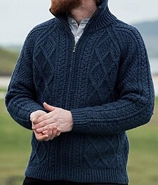 זול -בגדי ריקוד גברים סוודר סוודר קרדיגן כבל לִסְרוֹג חולצות רגילות כפתור למעלה סרוג אחיד דש שאל חופשה אופנתי קזו'אל לבוש יומיומי ביגוד אביב סתיו כחול נייבי S M L