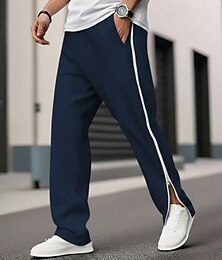 preiswerte -Herren Jogginghose Abreißhosen Trainingshose Gerade geschnittene Sweatpants Reißverschluss Elastischer Bund Einfarbig Komfort Atmungsaktiv Volle Länge Lässig Täglich Ferien Urlaub Sport Schwarz