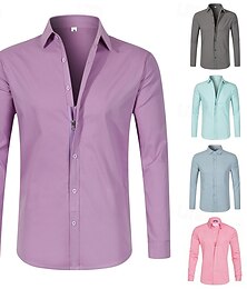 economico -Per uomo Camicia Camicia elegante Camicia Oxford Camicia con Bottoni Semplice Matrimonio All'aperto Blu chiaro Nero Rosa Viola Manica Lunga Bavero Estate Primavera Abbigliamento Cerniera