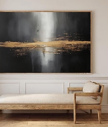 abordables -Peinture à l'huile, cadeau de Noël, peinture abstraite noire et or faite main, art mural minimaliste peint à la main, décoration murale abstraite moderne, cadeau de Noël, œuvre d'art minimaliste,