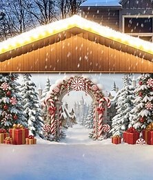 olcso -karácsonyi garázsajtó borító karácsonyfa ív hó és ajándékdobozok nagy függő háttér kültéri ünnepi fal banner udvar otthon party dekoráció ünnepi szezonális dekoráció