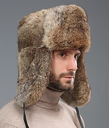 preiswerte -Herren Trappermütze Uschanka-Hut Fliegermütze Ohrenklappenmütze Wintermützen Schwarz Braun Polyester Fleece Vintage-Stil Gemütlich Alltagskleidung Ausgehen Einfarbig Warm