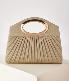 abordables -Pochette de soirée pailletée pour femme avec anse dorée et bandoulière chaîne, sac à main élégant au design plissé pour mariages, cocktails et événements formels – disponible en plusieurs coloris