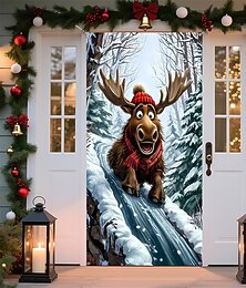 olcso -Karácsony Plakátok Ajtófedél Kültéri bannerek Jávorszarvas aranyos stílus 3D Buli Kollégium Tizenéves szoba Guys Man Cave Frat hálószoba Felvételi hátterek Bejárati ajtó Lakberendezés