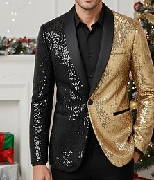 economico -Abito da festa di Natale Giacca Blazer Per uomo Disco Divertente Paillettes Fantasia/motivo Costume originale Adulti Natale Capodanno Festa & Sera Festa a tema retrò Cappotto