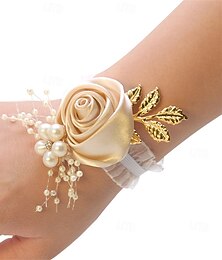 abordables -Fleurs de poignet de mariage Petit bouquet de fleurs au poignet Mariage / Événement / Fête Chapelet / Métal / Tissus A Fleurs