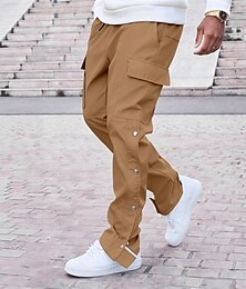 abordables -Homme Pantalons Cargo Pantalons Cordon de serrage Taille Élastique Multi-poches Uni Portable Extérieur Quotidien Camping & Randonnée Mode Classique Noir Vert Véronèse