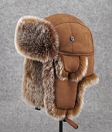 abordables -Homme Trappeur Chapeau Ouchanka Chapeau d'aviateur Chapeau à cache-oreilles Chapeaux d'Hiver Noir Chameau Imitation daim Style Vintage Confortable Tenue quotidienne Sortir Couleur Unie / Unie Chaud