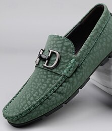olcso -Férfi zöld műbőr mokaszin mokaszin – divatos dizájn elegáns csattal, ideális hétköznapi kiruccanásokra és félig formális eseményekre
