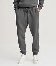 olcso -Férfi Ostya Melegítőnadrágok Kocogók Kocogó Nadrág Zsinór Tömör szín Sima Mokaszinok Teljes hossz Szabadtéri Napi Utcai öltözék Szabadság Divat Katonai zöld Égszínkék Nyúlós