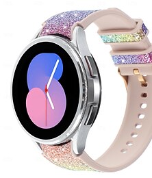 baratos -Pulseiras de Relógio para Samsung Galaxy Watch 7/6/5/4  40/44mm, Watch 5 Pro 45mm, Watch 6 Classic 43/47mm, Watch 4 Classic 42/46mm Silicone Substituição Alça Purpurina Fofo Ajustável Fecho Moderno