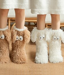 baratos -Meias de inverno em lã sherpa, grossas e quentes, antiderrapantes, para uso doméstico em ambientes internos.