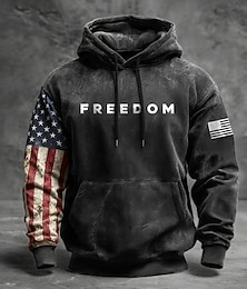 economico -Per uomo Bandiera Americana FREEDOM Felpa con Cappuccio Felpa Moda Casual Manica Lunga Girocollo Con Cappuccio All'aperto Ufficio Abbigliamento casual alla moda Blu Nero Rosso Coulisse Grafico