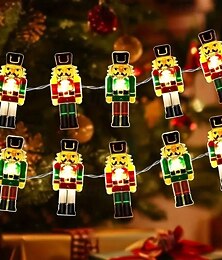 abordables -Guirlande lumineuse de Noël en forme de couronne, avec 20 LED et un casse-noisette, fonctionnant sur piles, idéale pour décorer cheminées, fenêtres et portes d'entrée pendant les fêtes de fin d'année.