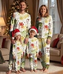 preiswerte -Weihnachtsmann Schneeflocke Familie Weihnachten Pyjamas Nachtwäsche Herren Damen Jungen Mädchen Passende Familienoutfits Süß Weihnachten Muster Erwachsene Kinder Weihnachten Neujahr Heiligabend