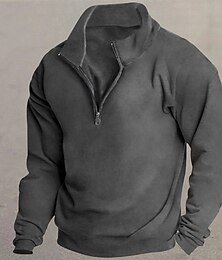 economico -Per uomo Maglia Felpa in pile Maglione Felpa con zip corta Nero Bianco Vino Rosso Cachi Colletto Mao Semplice Sport & Outdoor Casuale Quotidiano Streetwear Atletico Primavera Autunno Abbigliamento