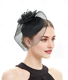 abordables -Fascinators Tulle Chapeau Fedora Mariage Fête du thé Course de Chevaux Cocktail Élégant ancien Avec Tulle Casque Couvre-chef