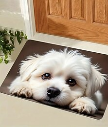 economico -zerbino in velluto belga stampato, grazioso e realistico disegno di un cucciolo, antiscivolo, lavabile, tappeto per interni ed esterni, cucina, camera da letto, bagno, ingresso, tappeto decorativo