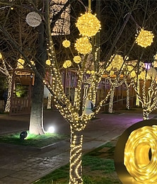 olcso -bőr LED napelemes és USB töltőfüzér tündérfények 10/20/30/50/100m karácsonyi fények vízálló kültéri girland nagy teljesítményű napelemes lámpa kerti dekorációhoz