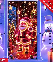 abordables -Rideau de porte de Noël avec motif Père Noël et sapin de Noël lumineux, rideaux de vacances d'hiver, décoration murale festive pour la maison, le salon, la chambre à coucher