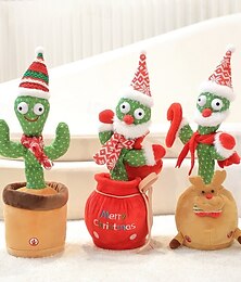 preiswerte -Interaktive musikalische Weihnachtsplüschtiere im Topf – tanzender Weihnachtsmann, Schneemann &Weihnachtsbaum, batteriebetriebene Weihnachtsdekorationen für den Tisch &Mantel