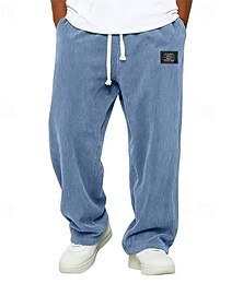 abordables -Homme Pantalon de survêtement ample Joggings Pantalons Pantalon en velours côtelé Cordon de serrage Avec Poches Taille Élastique Uni Confort Sport en Plein Air Quotidien Mode Occasionnel Bleu Noir
