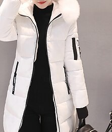preiswerte -Damen Wintermantel Kapuzenjacke Parka Warm Bequem Reißverschluss Tasche Aktiv Lässig Einfach Outdoor Urlaub Alltagskleidung Ausgehen Lang Mit Kapuze Normale Passform Langarm Oberbekleidung Schwarz