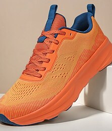 olcso -Narancssárga férfi sportcipők hálós felsőrésszel – lélegző és kényelmes lábbeli szabadtéri sportokhoz és hétköznapi viselethez