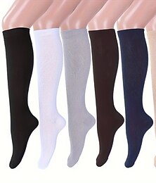 billige -Dame Knehøye Sokker Strømper utendørs Daglig Ferie Helfarge polyester Grunnleggende Klassisk Fritid Elastisk Varm 6 Par