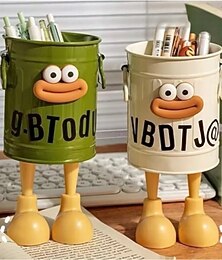 preiswerte -Stiftehalter mit Cartoon-Motiv, einfacher Aufbewahrungsbehälter für Büro, Schreibtisch, Arbeitszimmer und Zuhause (mit Buchstabenaufklebern), Stiftehalter mit Cartoon-Motiv, großes Fassungsvermögen,