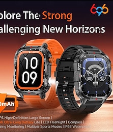 זול -שעון חכם גלובלי חדש בגודל 2.01 אינץ', 1100 מיליאמפר/שעה, סוללה גדולה, תאורת LED, מצפן, שעון ספורט לגברים, עוזר קולי, שיחות אלחוטיות