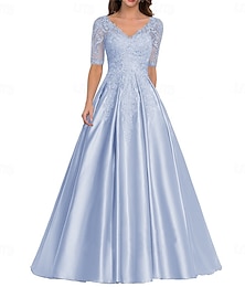 levne -Šaty pro matku nevěsty Elegantní vintage V výstřih Délka k podlaze polyester Krátký rukáv s jednobarevnou