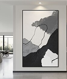 baratos -Pintura a óleo pintada à mão, pintura abstrata em preto e branco, original, grande tela acrílica, arte de parede, pintura moderna preta, arte de parede em tela, enorme decoração de arte contemporânea