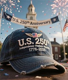 Недорогие -Муж. Бейсболка Шляпа от солнца Шляпа дальнобойщика Красный Синий Полиэстер Вышивка Мода На каждый день Отпуск Повседневные Буквы Американский флаг США Регулируется Защита от солнечных лучей Дышащий