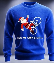 abordables -Pull de Noël moche pour homme, imprimé 3D, col ras du cou, décontracté, extérieur, cadeaux de Noël, vacances, garde au chaud, manches longues, automne, hiver, rouge, bleu, vert