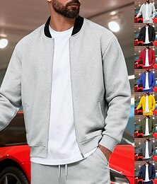 Недорогие -Муж. Легкая куртка Повседневная куртка Отпуск Повседневные Дышащий Карман Весна Осень Контрастных цветов Мода Классика Воротник-стойка Обычная Черный Желтый Красный Темно синий Насыщенный синий Жакеты